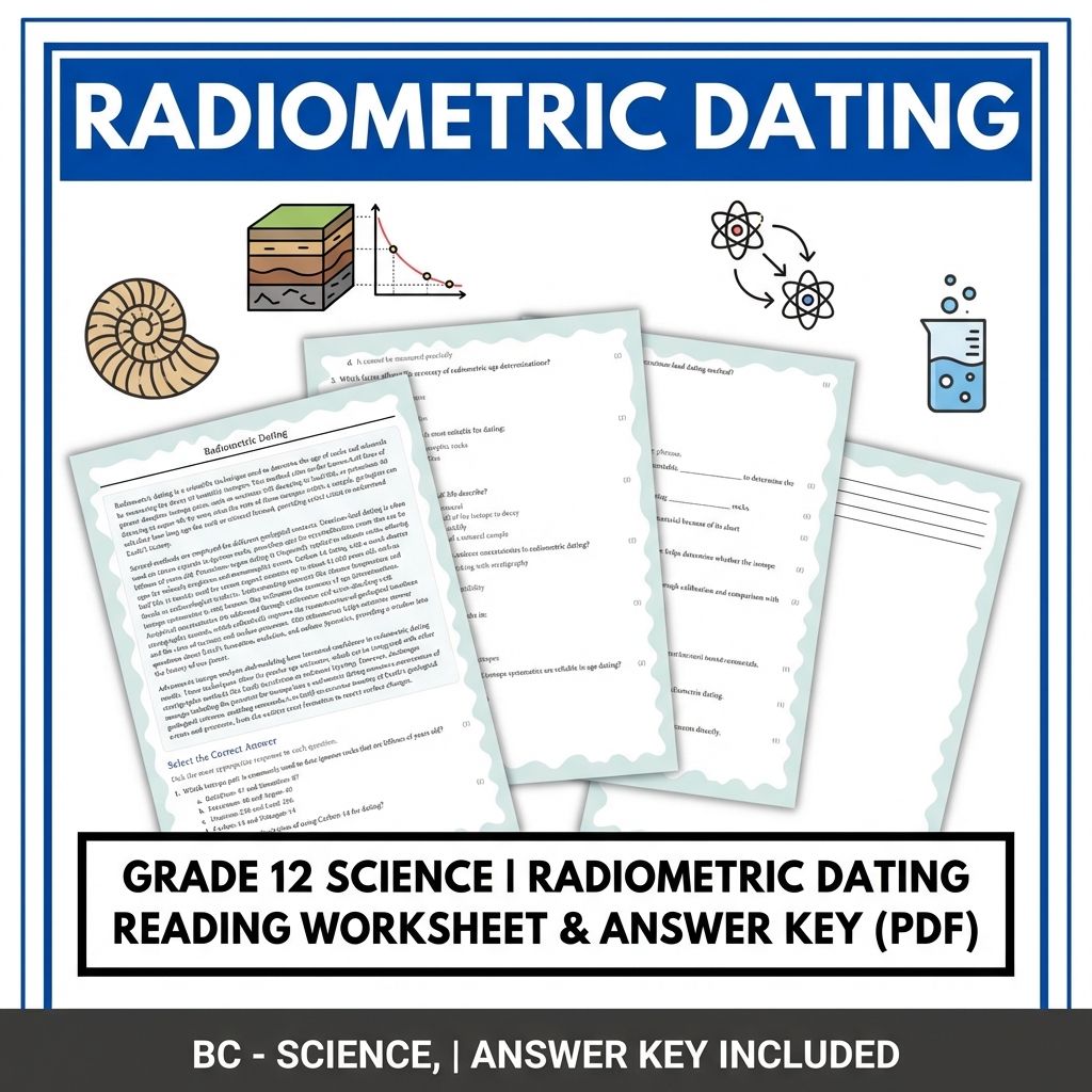 Grade 12 Science | Radiometric Dating Reading Worksheet & Answer Key (PDF)