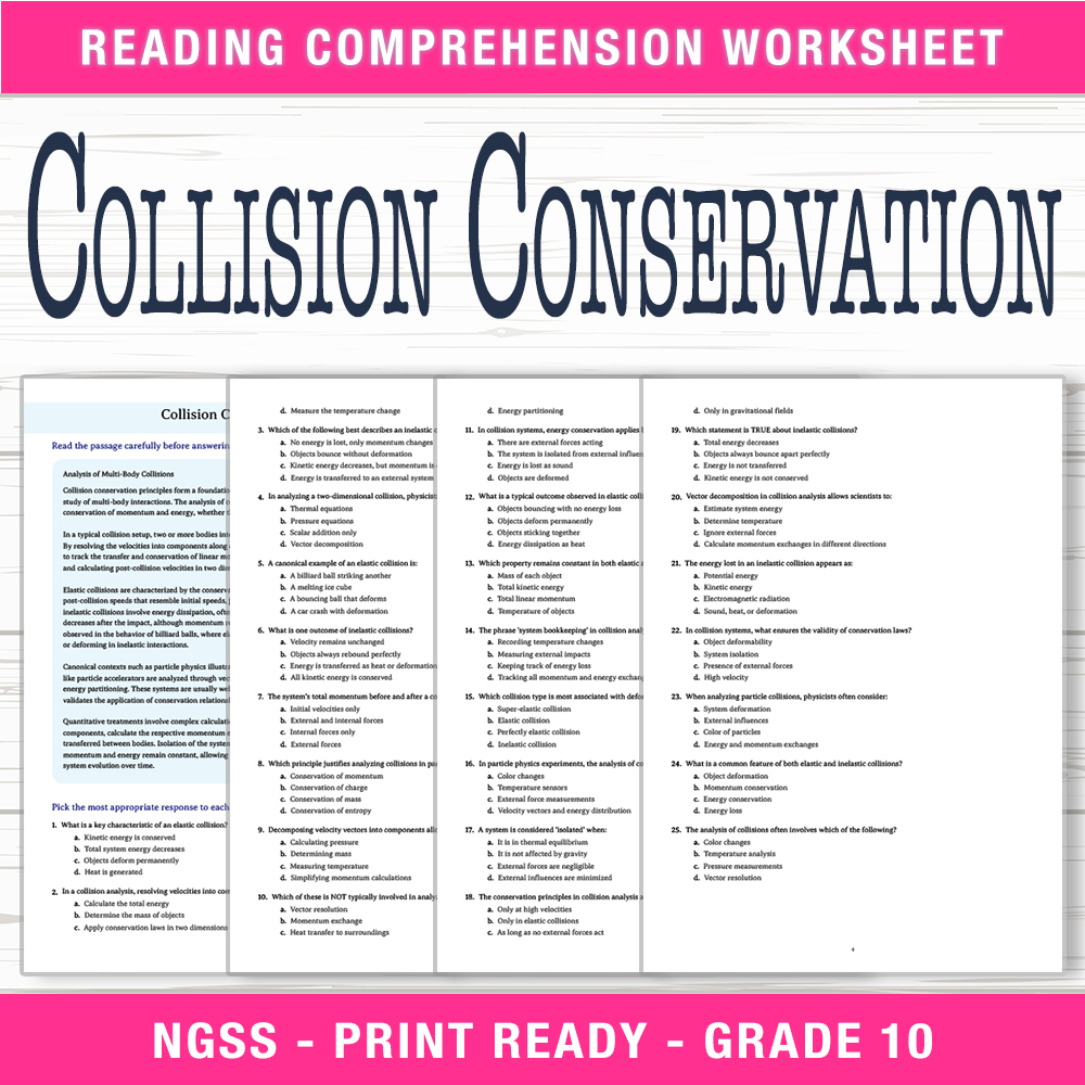 Grade 10 Science worksheet worksheet — Grade 10 Science | Collision Conservation Worksheet (PDF + Answer Key) — page 1