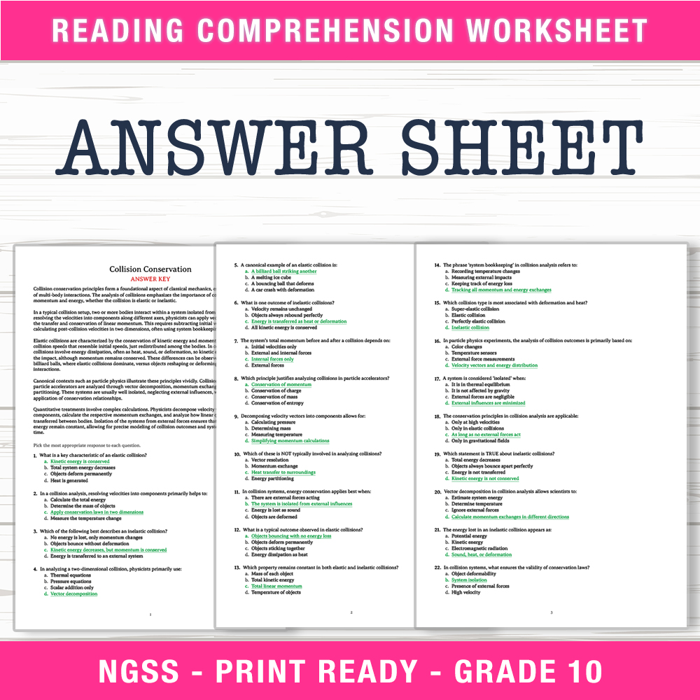 Grade 10 Science worksheet worksheet — Grade 10 Science | Collision Conservation Worksheet (PDF + Answer Key) — page 2
