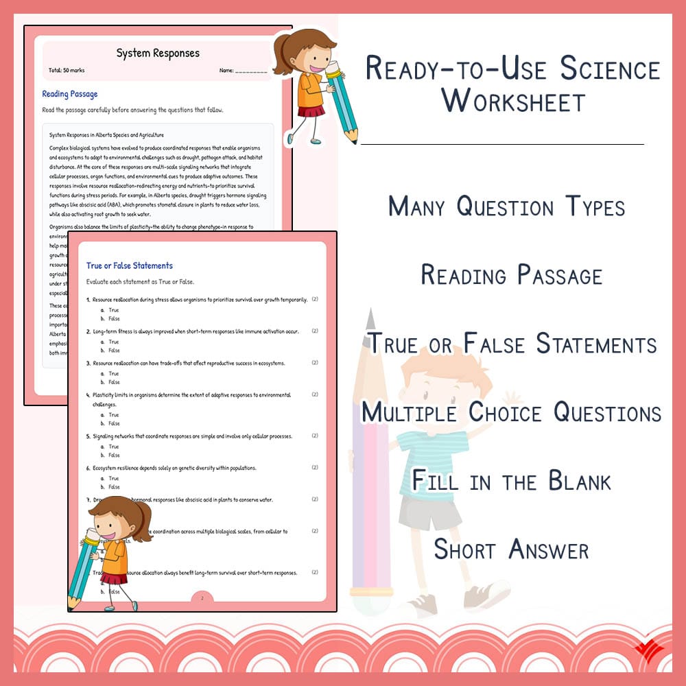 Grade 10 Science worksheet elena worksheet — Grade 10 Science | System Responses Worksheet | Alberta Standards — page 2