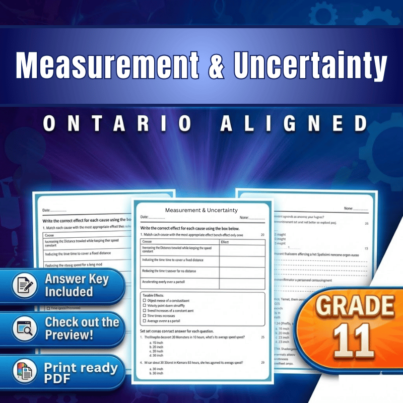 Grade 11 Science | Measurement & Uncertainty Worksheet (Ontario, PDF)