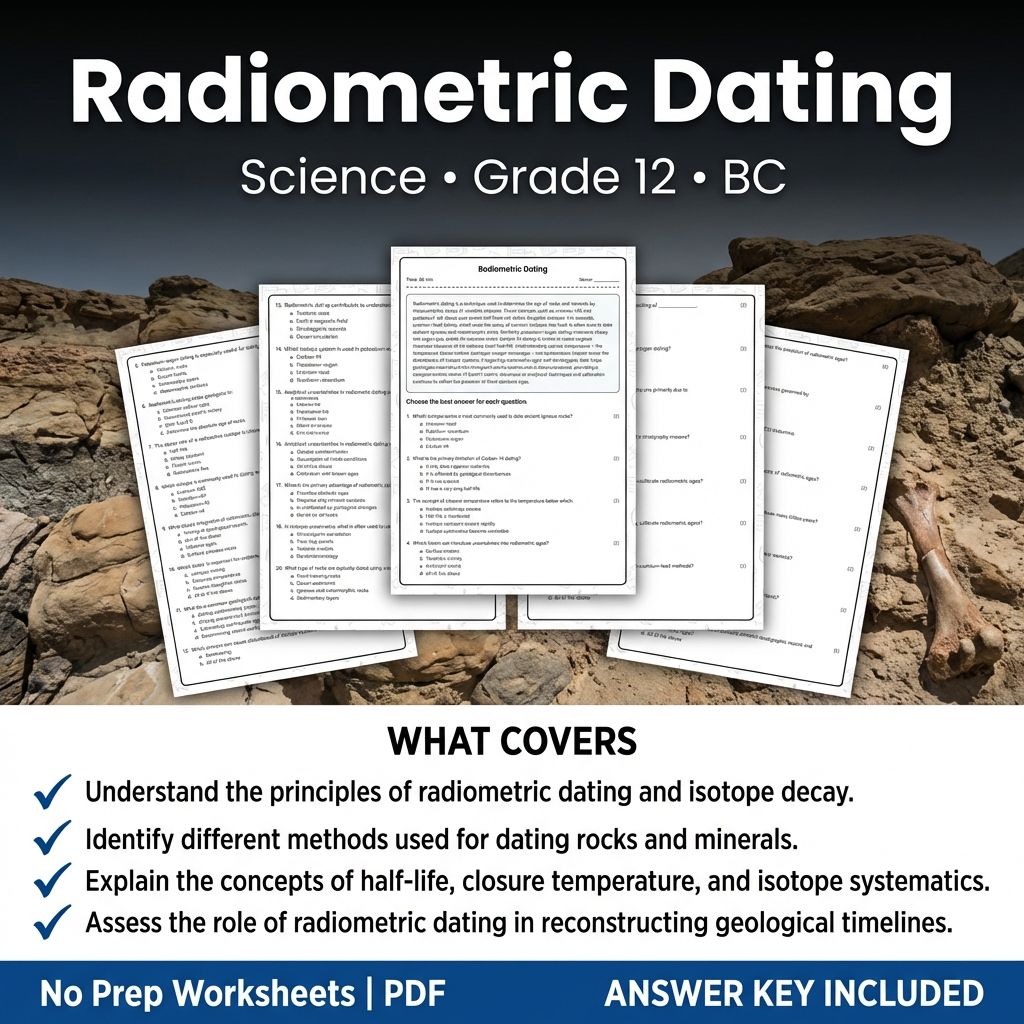 Radiometric Dating Worksheet for Grade 12 Science | BC Standards