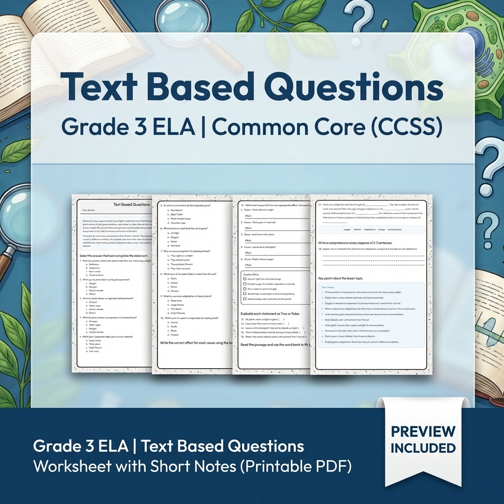 Grade 3 Cause-and-Effect ELA Reading Lesson Bundle, CCSS (Common Core) — included worksheet 8