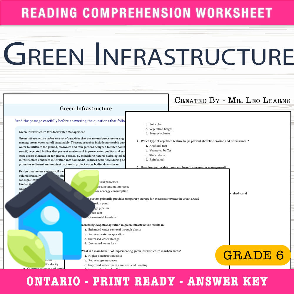 Grade 8 Science worksheet worksheet — Grade 8 Science – Green Infrastructure Worksheet for Mastery — page 1