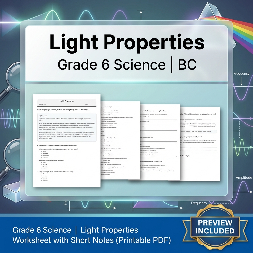 Grade 6 Science | Energy, Waves & Circuits UNIT Bundle (BC Frame work) — included worksheet 15