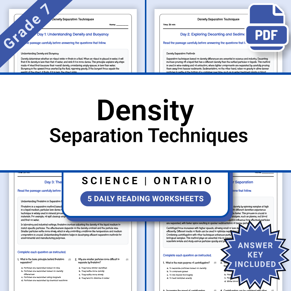 Grade 7 Science Lesson Group | Ontario Framework Worksheets Bundle — included worksheet 12