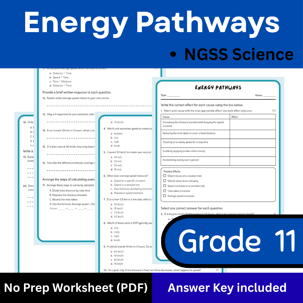 Grade 11 Science | Energy Pathways Worksheet (Answer Key) NGSS Alignment