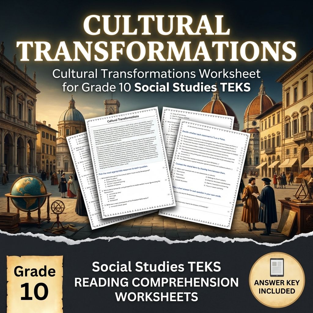 Cultural Transformations Worksheet for Grade 10 Social Studies TEKS