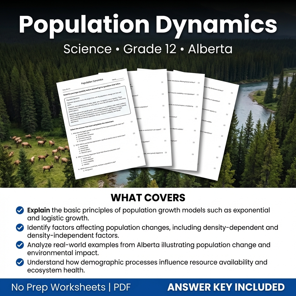 Population Dynamics Worksheet | Alberta Grade 12 Science Practice