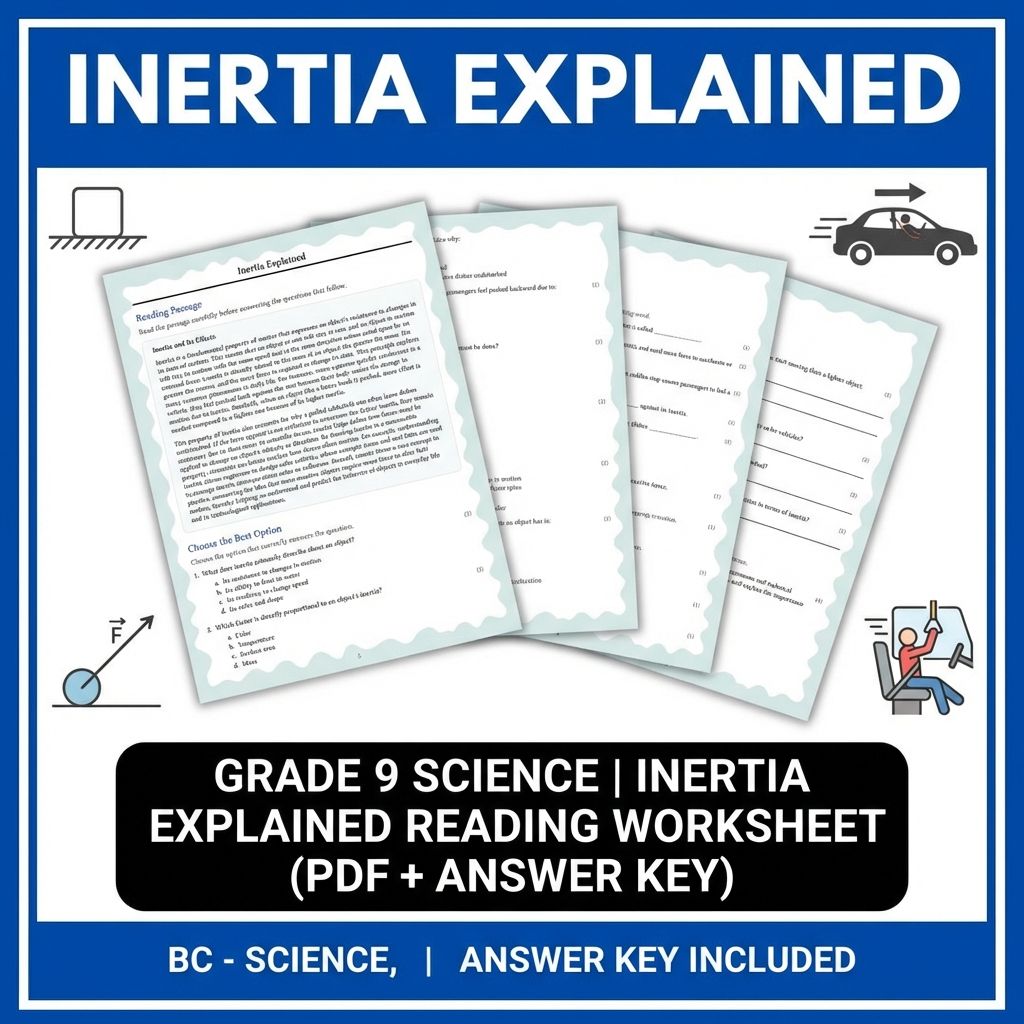 Grade 9 Science | Inertia Explained Reading Worksheet (PDF + Answer Key)