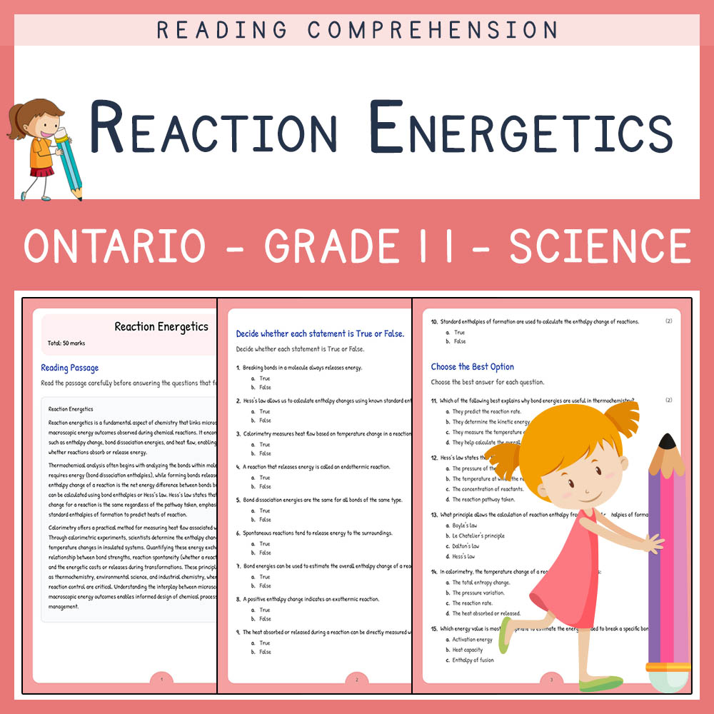 Grade 11 Science worksheet elena worksheet — Grade 11 Science | Reaction Energetics Worksheet | Ontario Standards — page 1