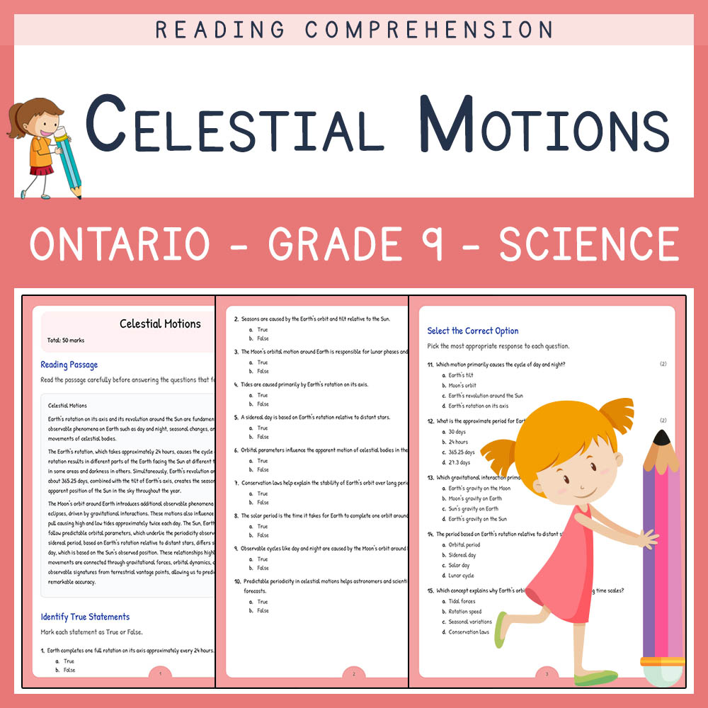 Grade 9 Science worksheet elena worksheet — Grade 9 Science | Celestial Motions Worksheet Elena | Ontario Standard — page 1