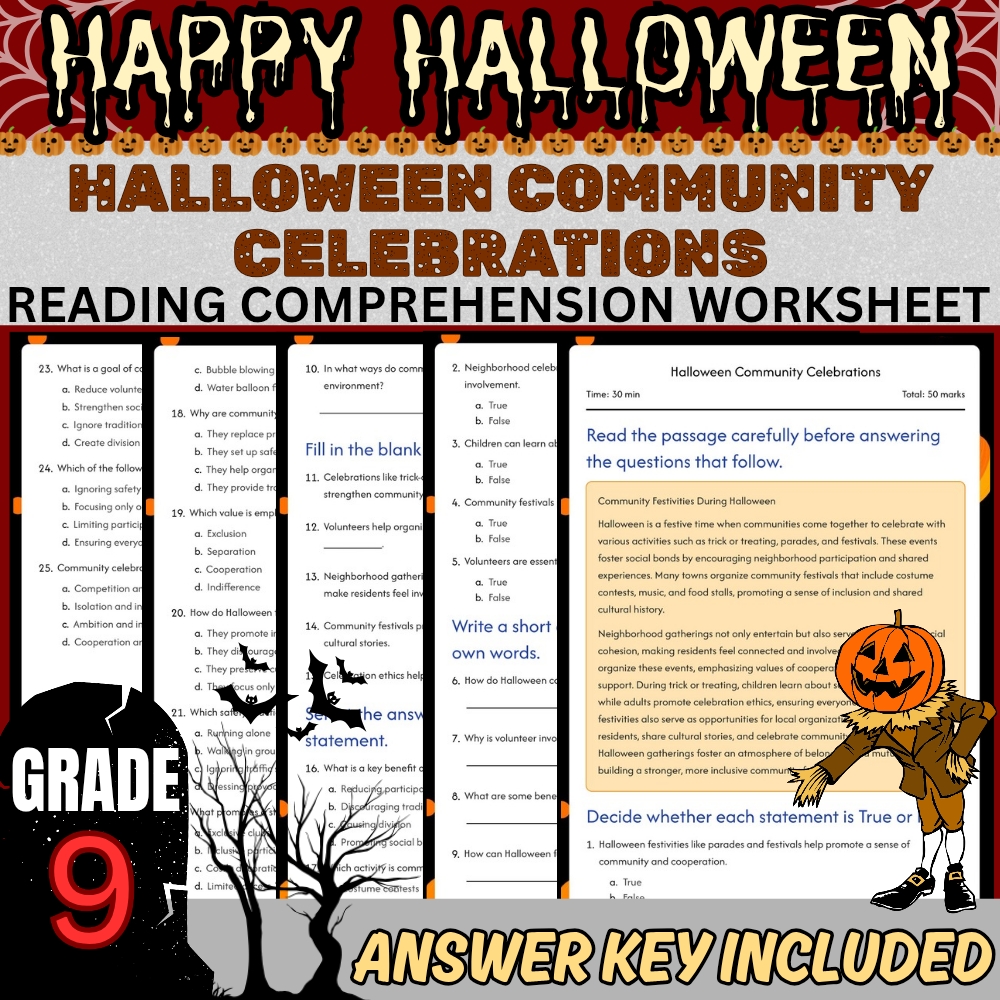 Grade 9 Halloween Unit | Symbols, Festivities & Cultural History Worksheets — included worksheet 5