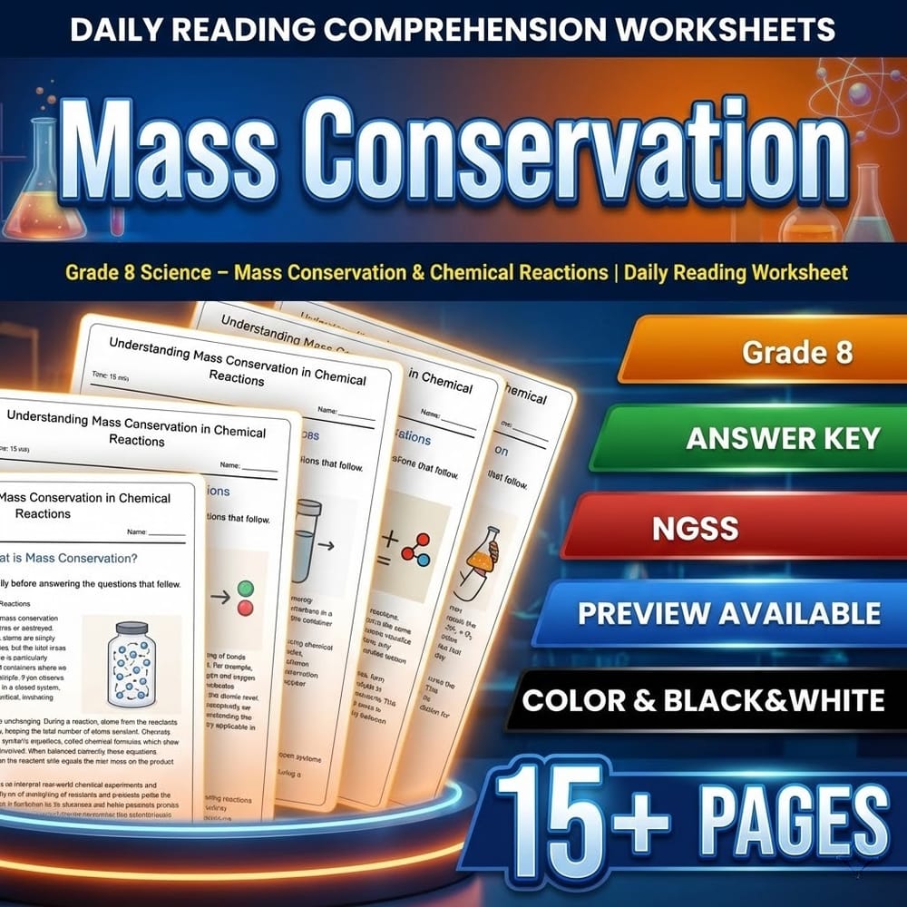 Grade 8 Science – Mass Conservation & Chemical Reactions Daily Reading Worksheet