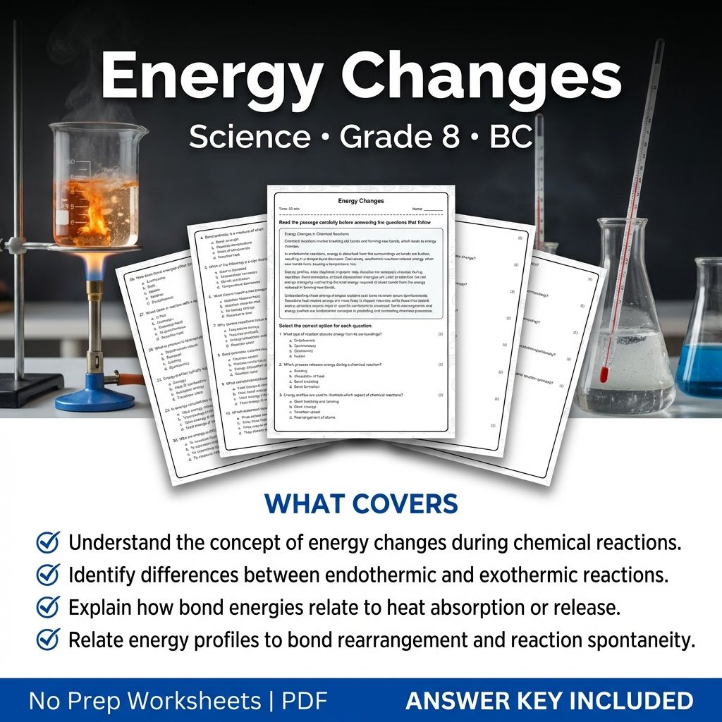 8th Grade Science | Energy Changes Worksheet & Answer Key (Printable PDF)