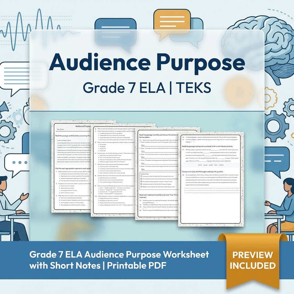Grade 7 Evidence-Based Research Writing ELA full-year bundle TEKS — included worksheet 39
