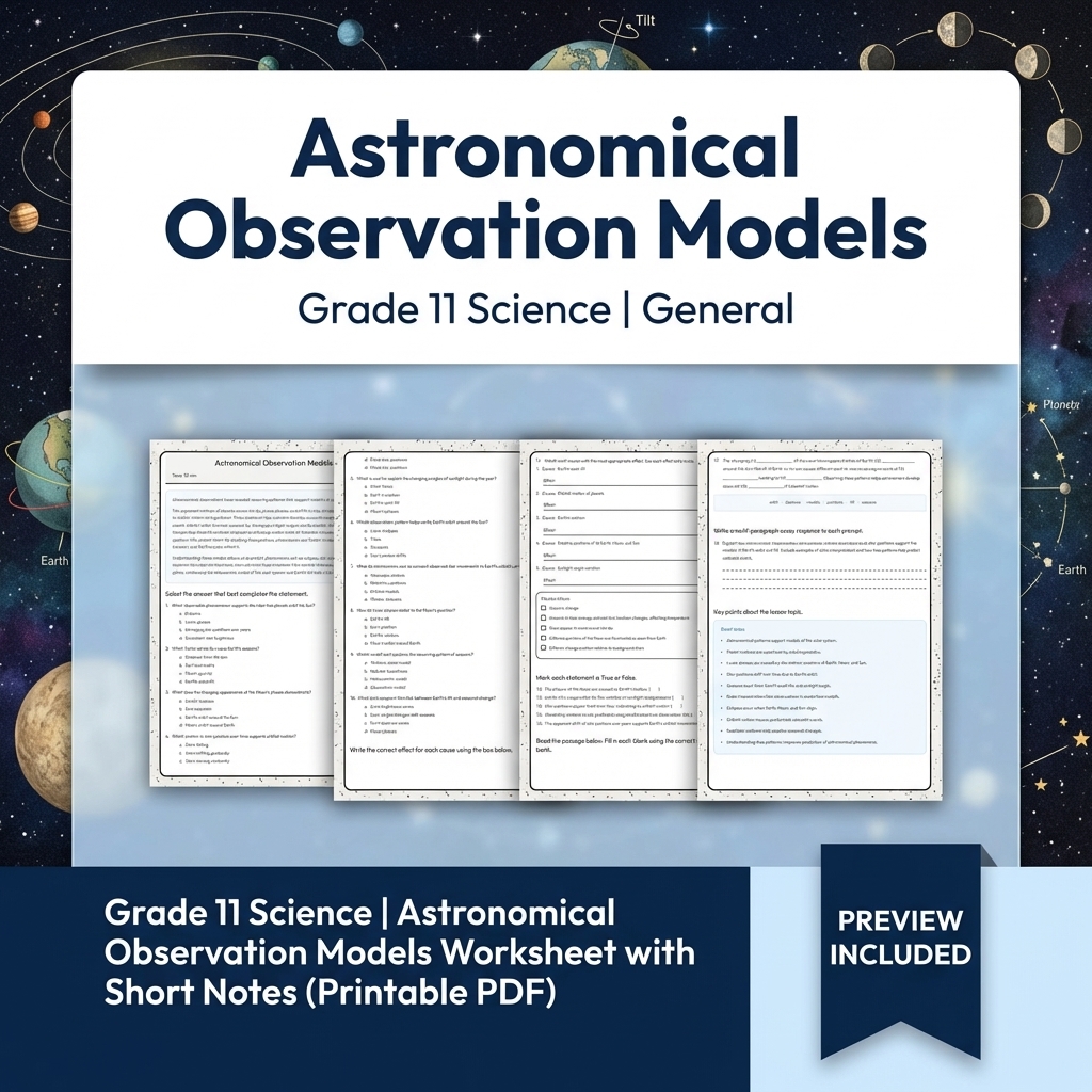 Grade 11 Science Modeling and Evidence Full-Year Bundle: General Framework — included worksheet 39