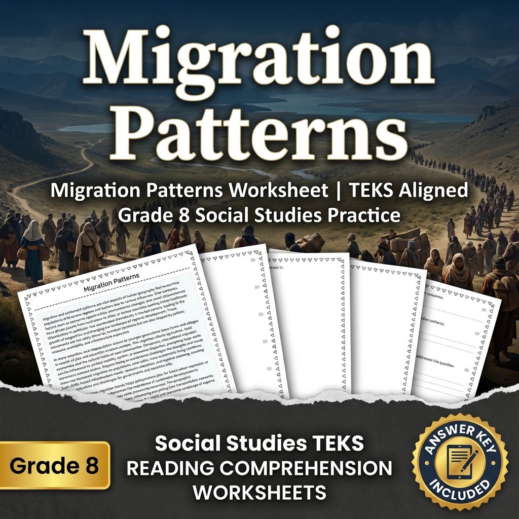 Migration Patterns Worksheet | TEKS Aligned Grade 8 Social Studies Practice