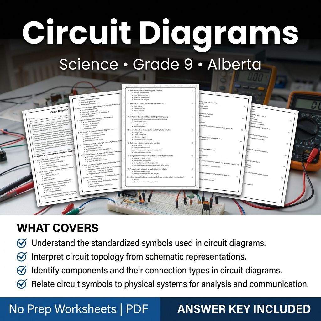 Grade 9 Science Worksheet on Circuit Diagrams | Alberta Standards