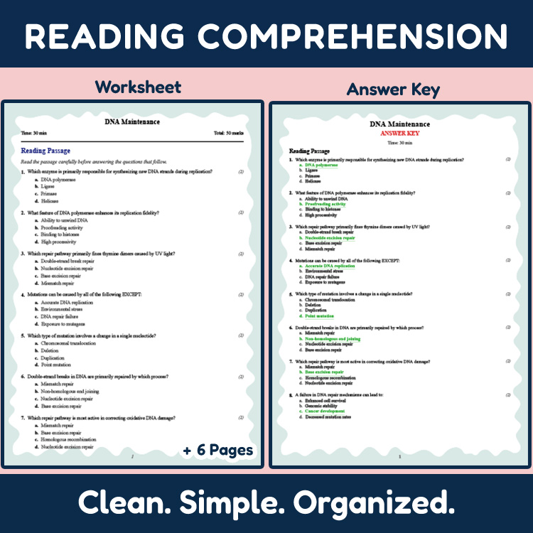 Grade 11 Science reading worksheets worksheet — 11th Grade Science | DNA Maintenance Reading Worksheet & Answer Key (PDF)…