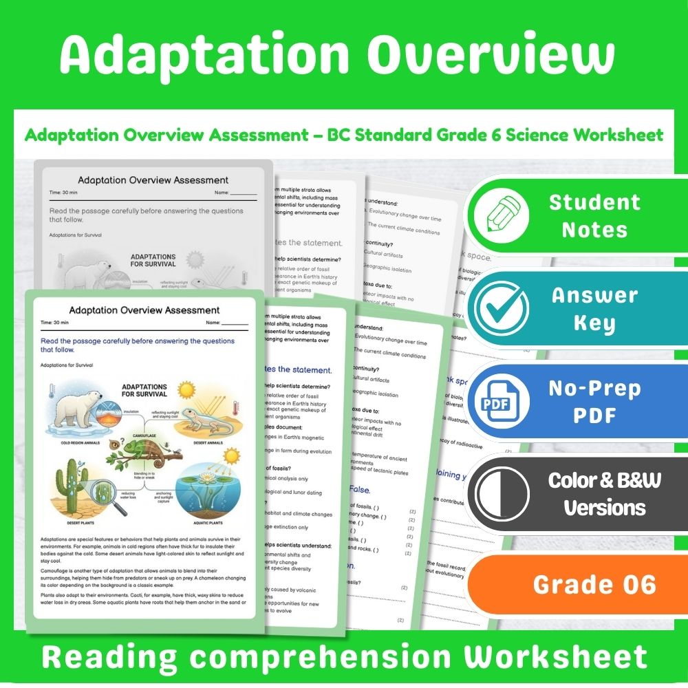 Grade 6 Science | Cell Structures & Systems Assessment – Standards-Aligned — included worksheet 15