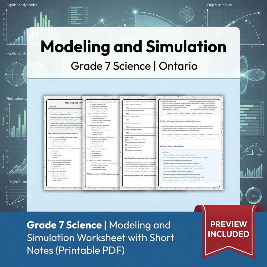 Grade 7 Science Lesson Group Bundle – Ontario Framework Worksheets — included worksheet 12