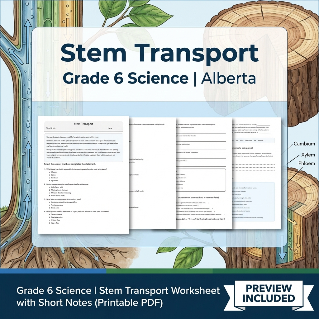 Grade 6 Science Alberta | 60-Worksheet Comprehensive Science Bundle  — included worksheet 58