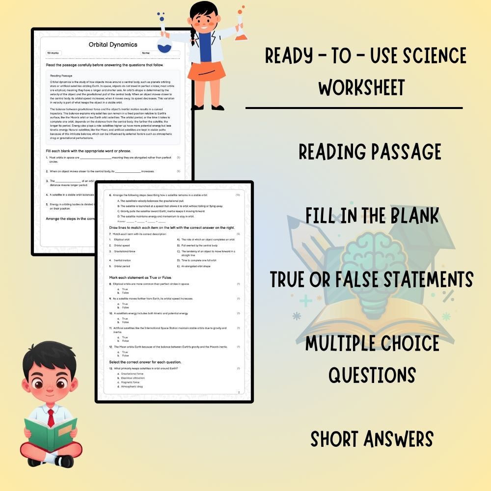 Grade 6 Science worksheet worksheet — 6th Grade Science | Orbital Dynamics Worksheet (PDF ) — page 2