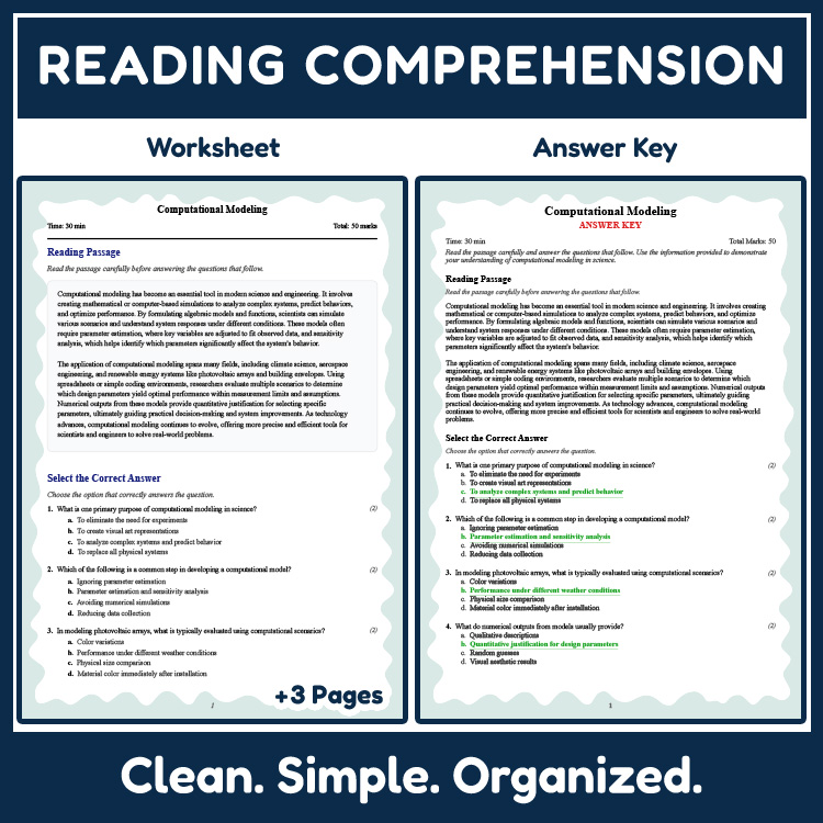 Grade 9 Science reading worksheets worksheet — Grade 9 Science | Computational Modeling Reading Worksheets (PDF + Rubric)…