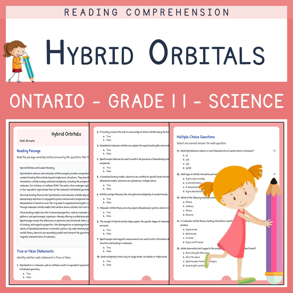 Grade 11 Science worksheet elena worksheet — Grade 11 Science Assessment | Hybrid Orbitals Worksheet Elena | Ontario — page 1