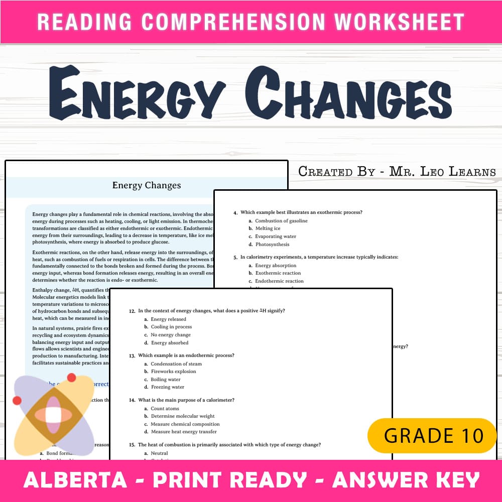 Grade 10 Science worksheet mcq paper worksheet — Grade 10 Science — Worksheet MCQ Paper for Mastering Energy Changes — page 1