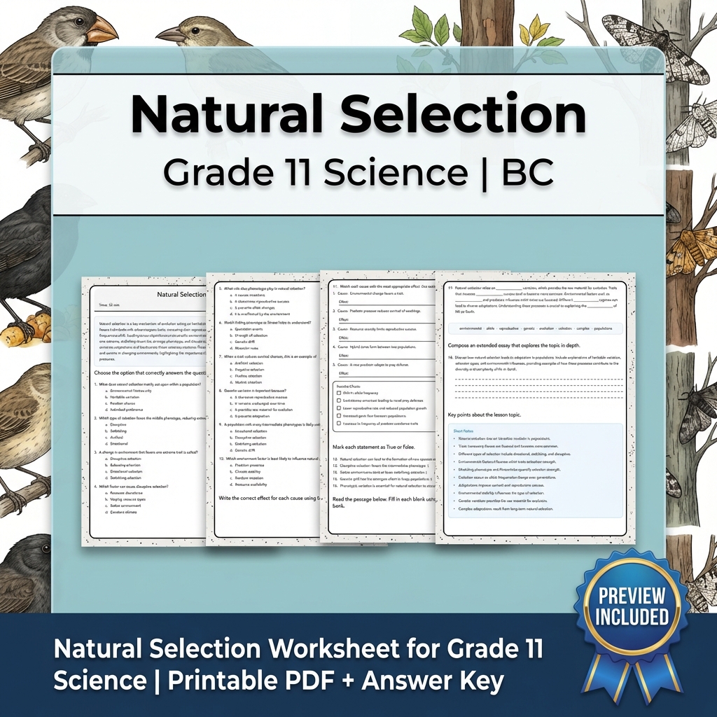 Grade 11 Science Full Year Bundle | Atomic Theory, Biology, Motion & Energy Worksheets — included worksheet 59