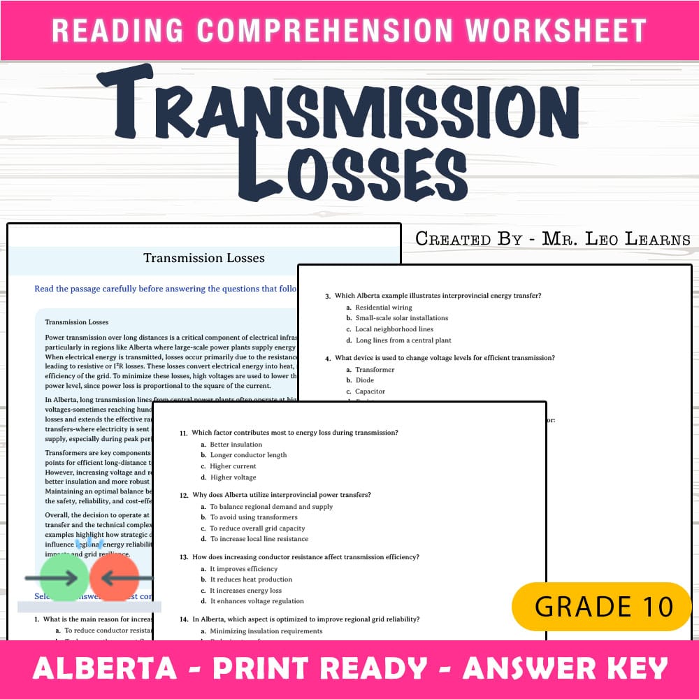 Grade 10 Science worksheet mcq paper worksheet — Grade 10 Science — Worksheet MCQ Paper for Mastering Transmission Losses…