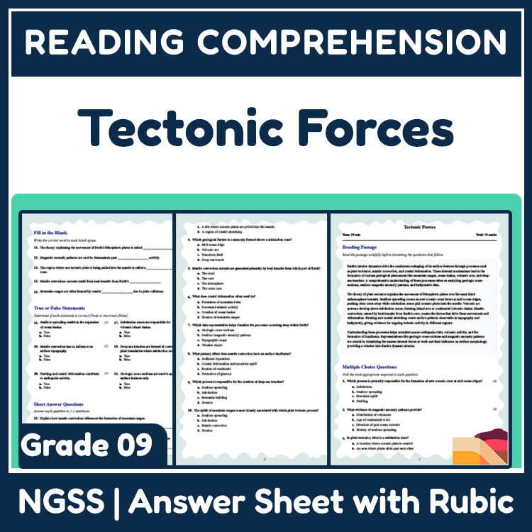 Grade 9 Science reading worksheets worksheet — Grade 9 Science | Tectonic Forces Reading Worksheet & Answer Key (PDF) — pa…