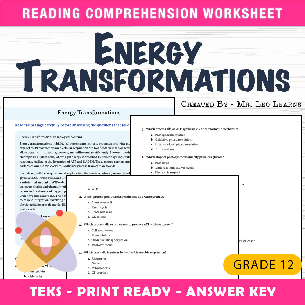 Grade 12 Science worksheet worksheet — Grade 12 Science — Energy Transformations Worksheet for Mastery — page 1
