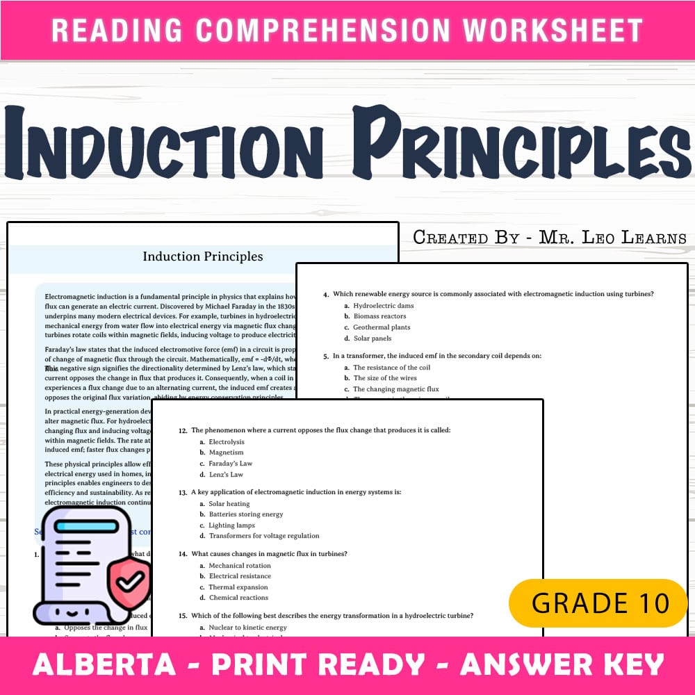 Grade 10 Science worksheet mcq paper worksheet — Grade 10 Science — Worksheet MCQ Paper for Mastering Induction Principles…