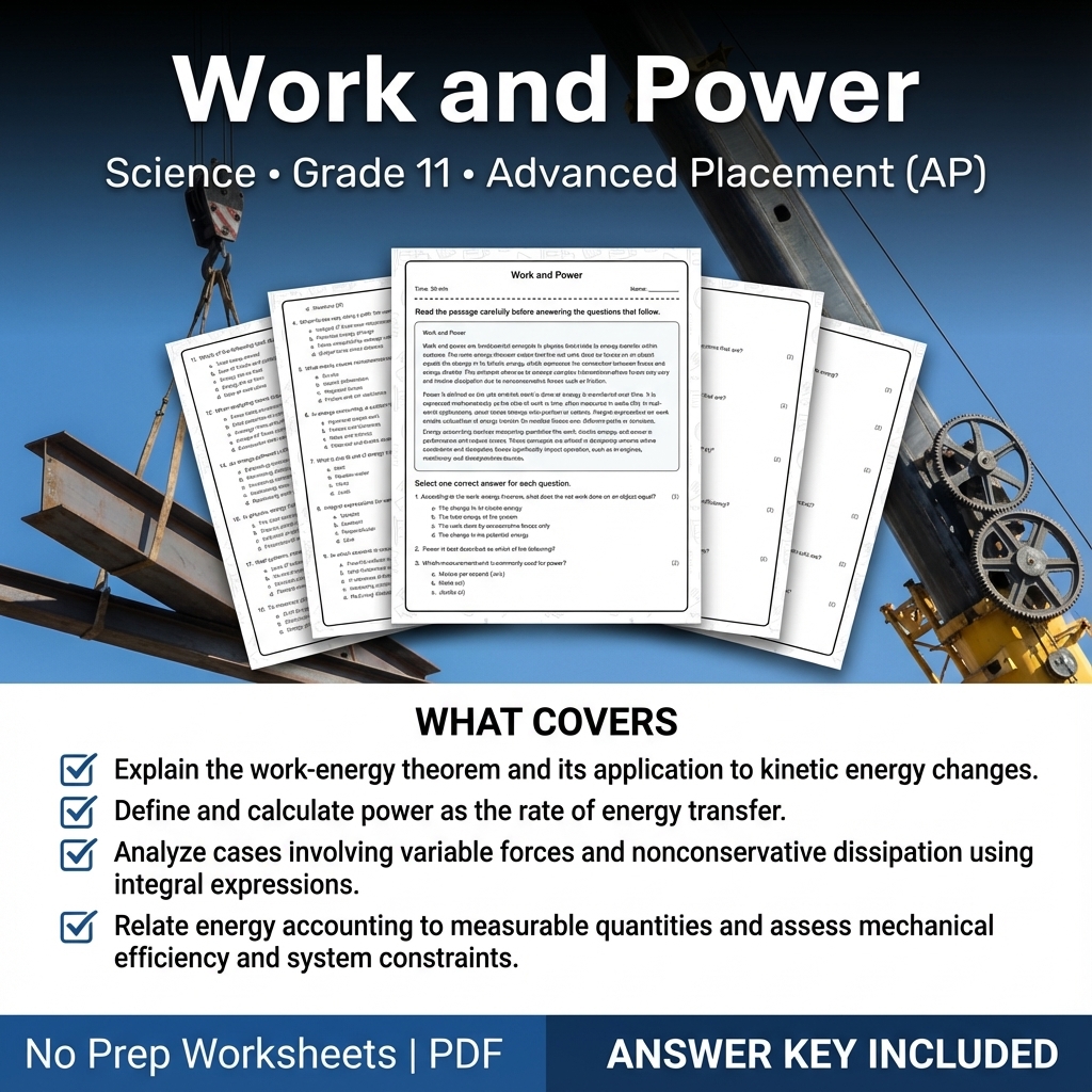 Grade 11 Science Worksheet Bundle | Earth's Systems, Chemistry & Physics — included worksheet 56