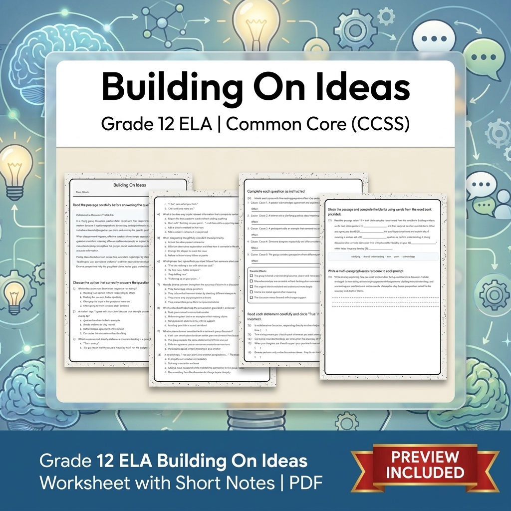 Grade 12 ELA Evidence-Based Reading & Writing Full-Year Bundle (CCSS) — included worksheet 40