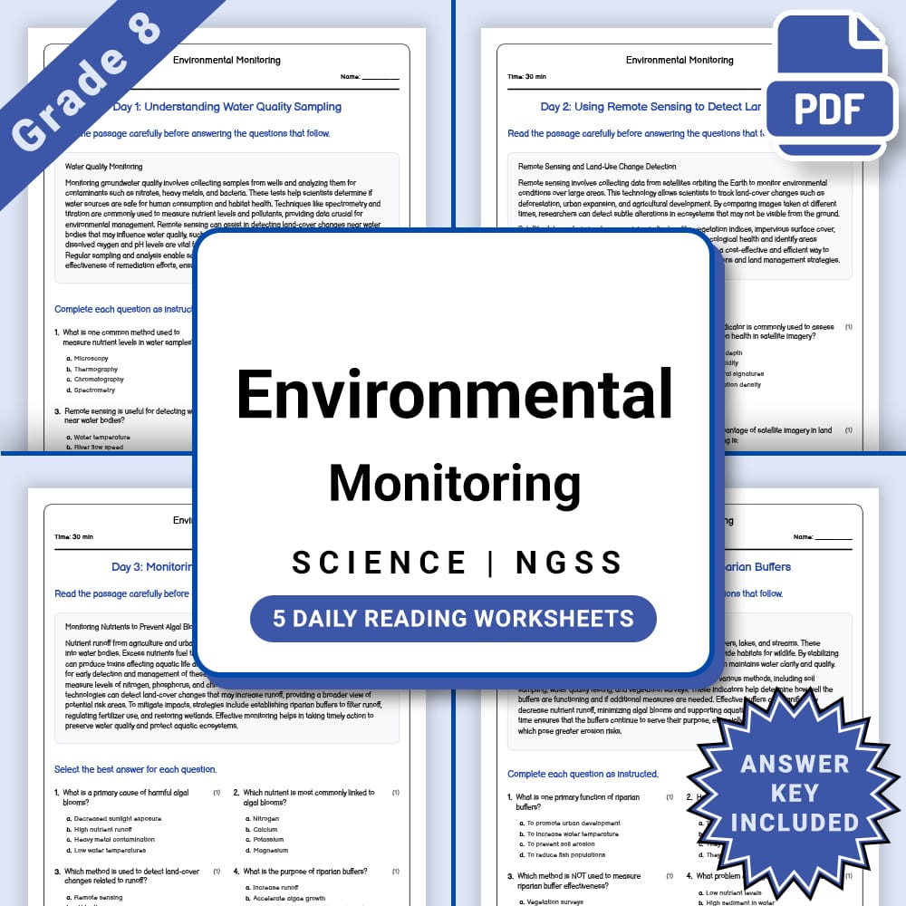 Grade 8 Science daily reading worksheet worksheet — Grade 8 Science –Environmental Monitoring Daily Reading Worksheet(PDF…