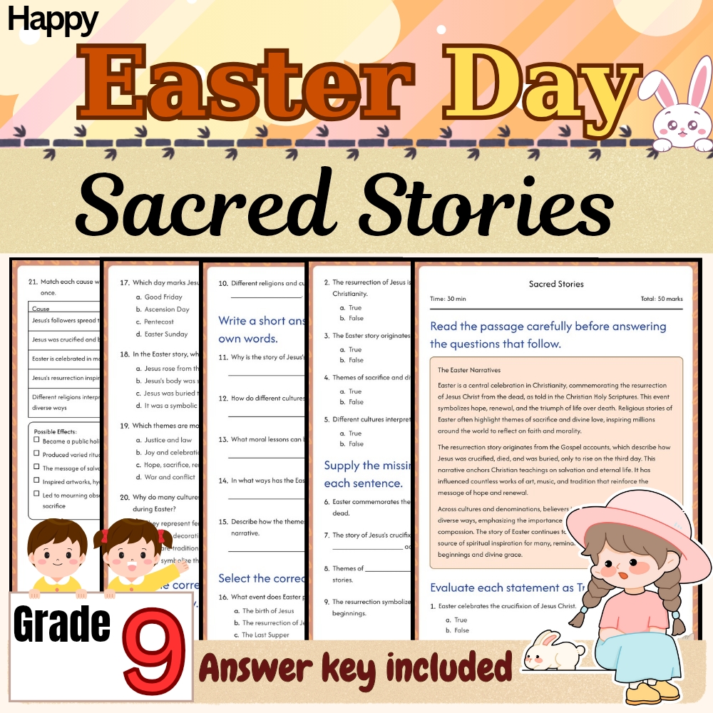 Grade 9 Seasonal Unit | Easter & Holiday Studies Worksheets Collection — included worksheet 5