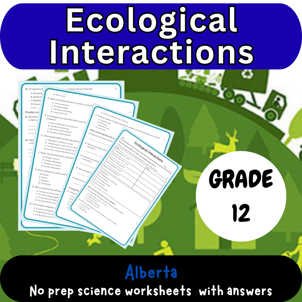Grade 12 Science | Ecological Interactions Worksheet (PDF)