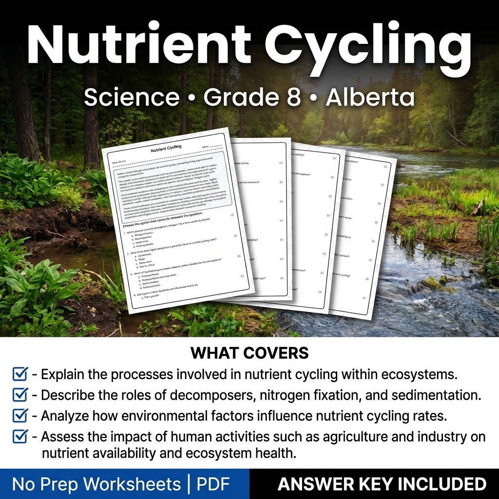 Nutrient Cycling Worksheet for Grade 8 Science | Alberta Standards