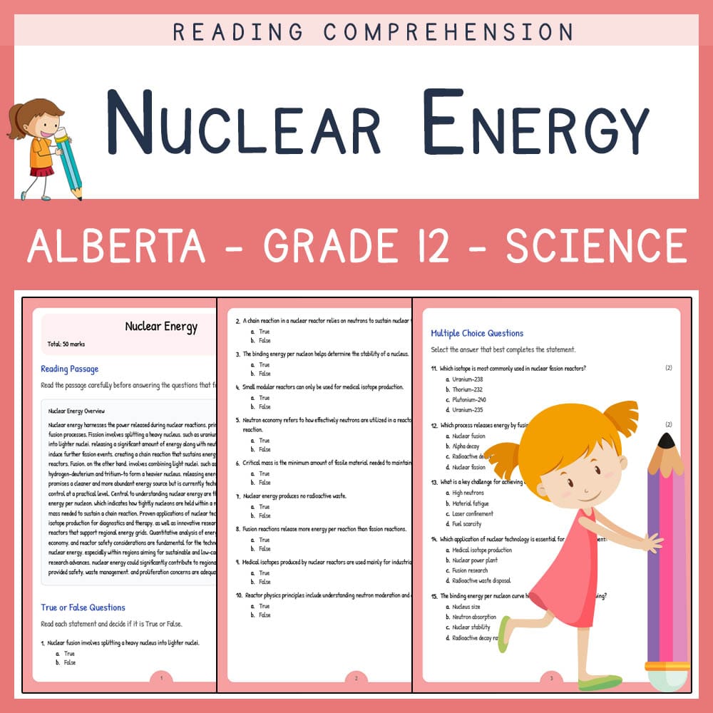 Grade 12 Science worksheet elena worksheet — Grade 12 Science | Nuclear Energy Worksheet | Alberta Standards — page 1