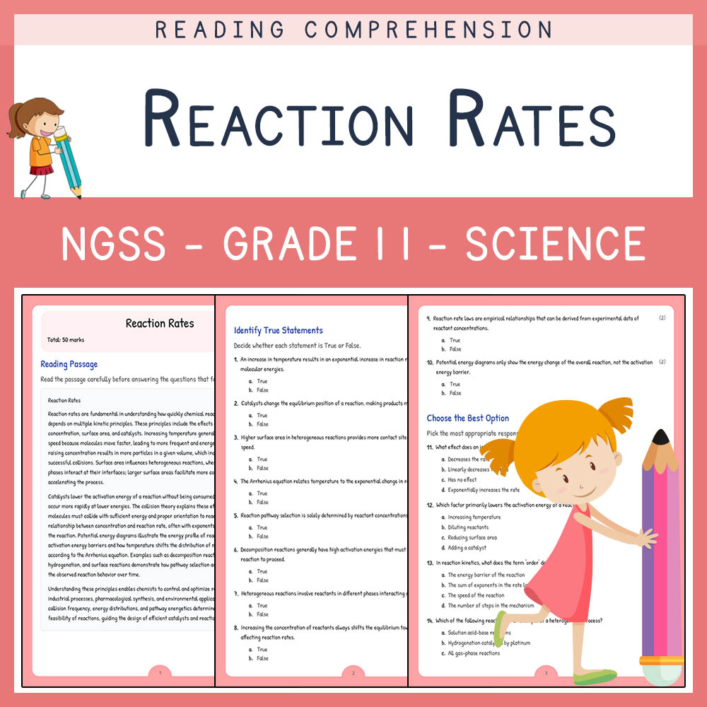 Grade 11 Science worksheet worksheet — Grade 11 Science | Reaction Rates Worksheet (PDF + Answer Key) NGSS Alignment — page 1