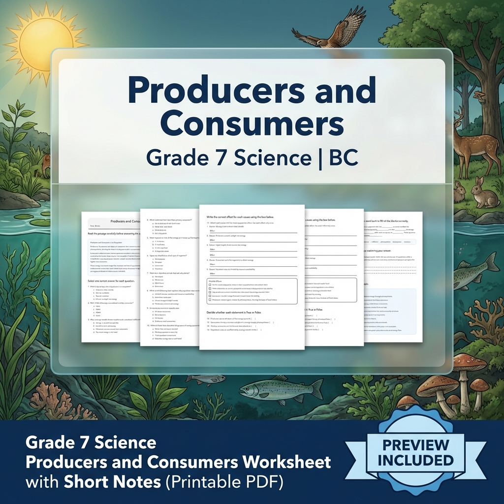 Grade 7 Science Full Year Bundle Ecosystems, Cells & Earth Processes Worksheets — included worksheet 53