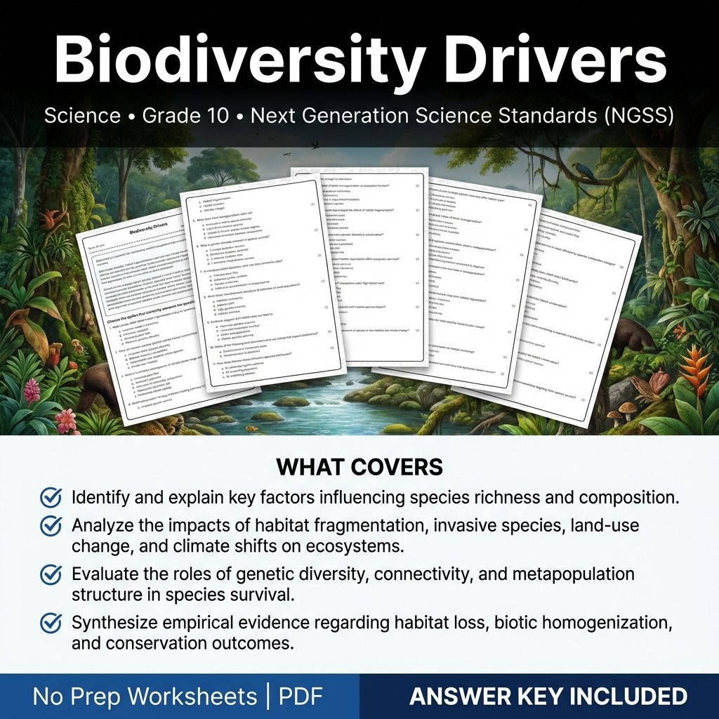 Grade 10 Science Worksheets Bundle | Environmental, Physics & Biology Topics — included worksheet 66