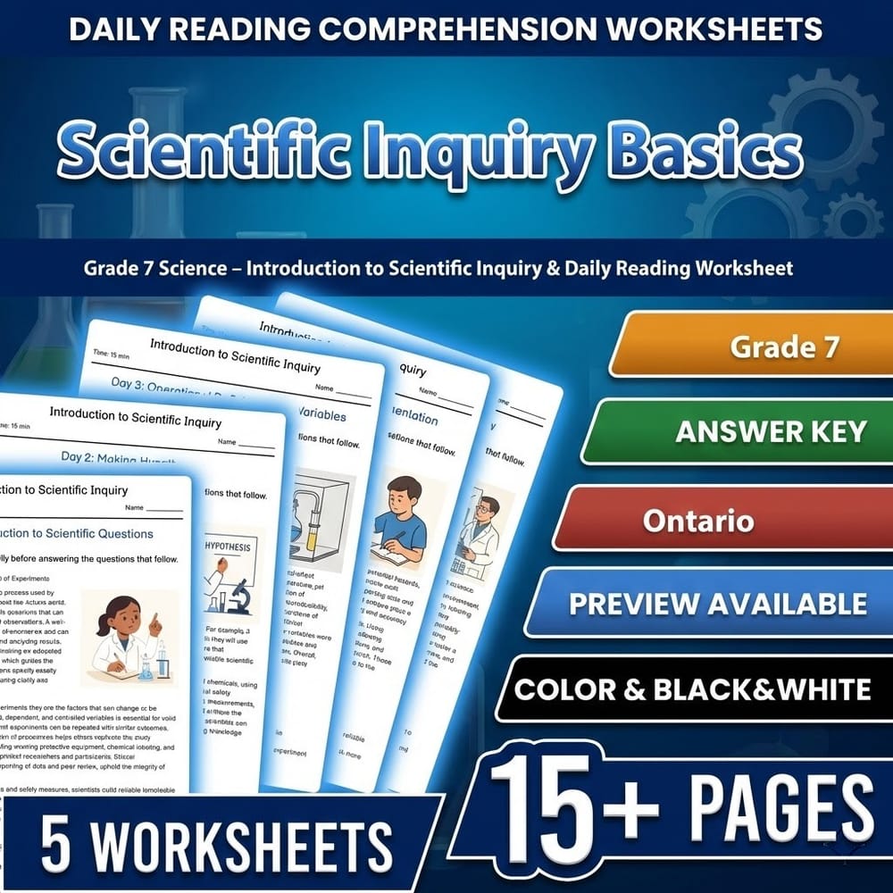 STEM Skills and Connections Grade 7 Science Daily Worksheets Bundle | Ontario — included worksheet 11