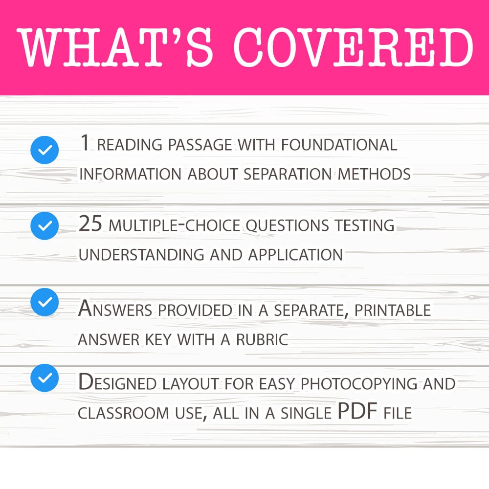 Grade 8 Science worksheet mcq paper worksheet — Grade 8 Science — Worksheet MCQ Paper for Mastering Separation Methods — p…