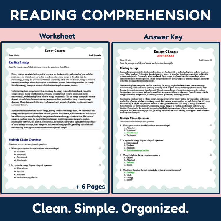 Grade 10 Science reading worksheets worksheet — Grade 10 Science | Energy Changes Reading Worksheet (PDF + Answer Key) — p…
