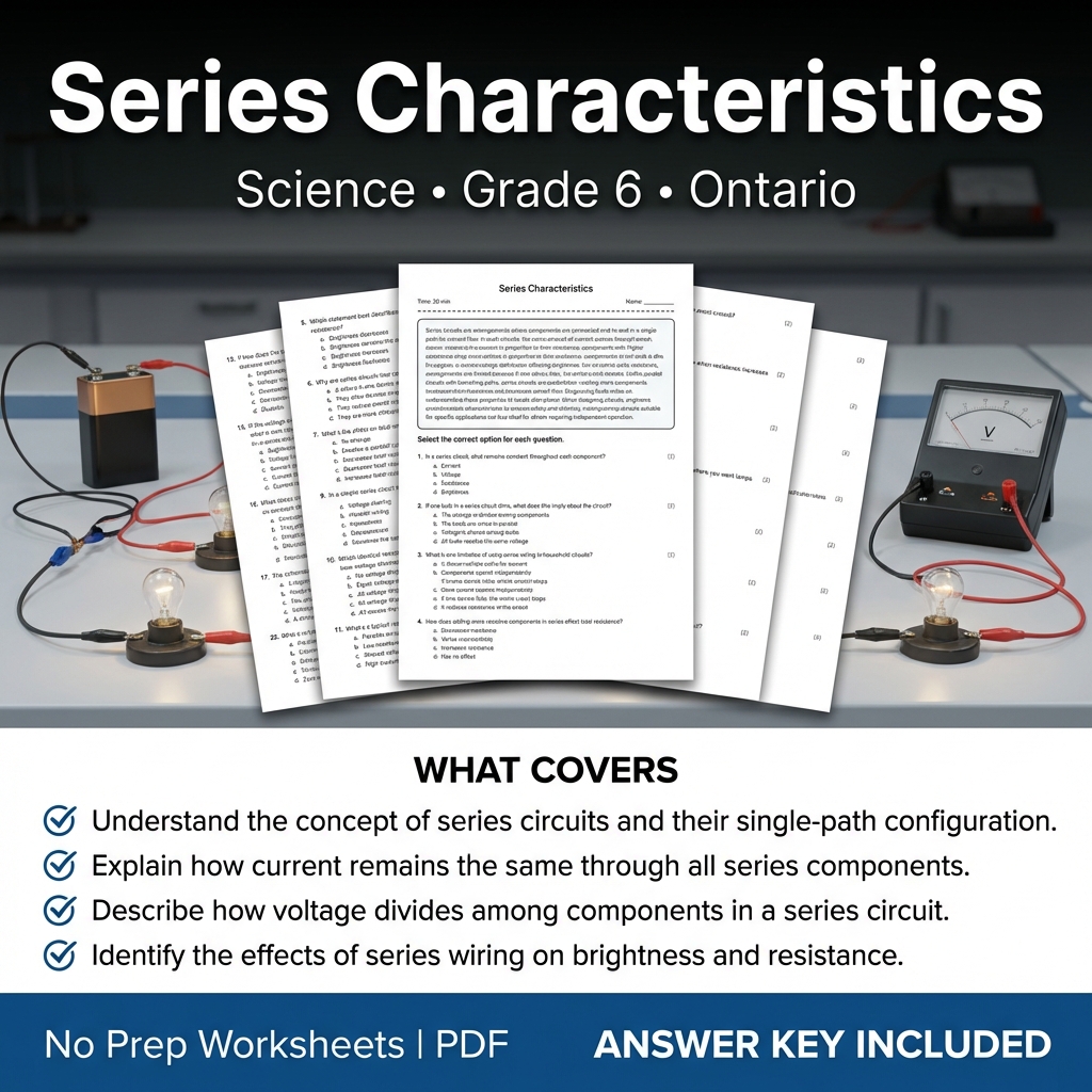 Series Characteristics Grade 6 Science Worksheet | Ontario Standards